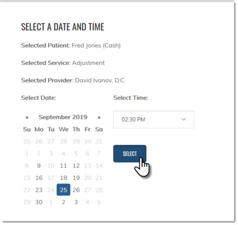 Select Appointment Date and Time .